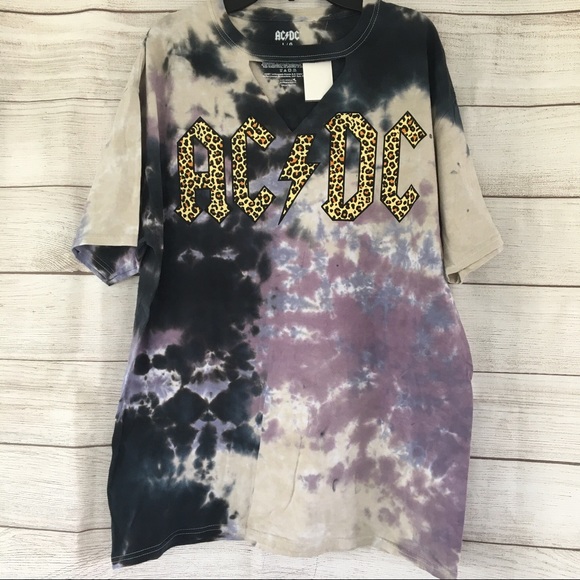 AC/DC | Tops | Nwt Acdc Tie Dye Tee Vintage Choker Style | Poshmark